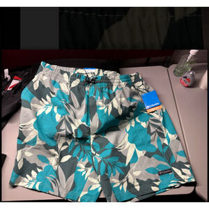 Columbia‎ Mens Summertide Stretch Teal Floral Printed Shorts XL NWT